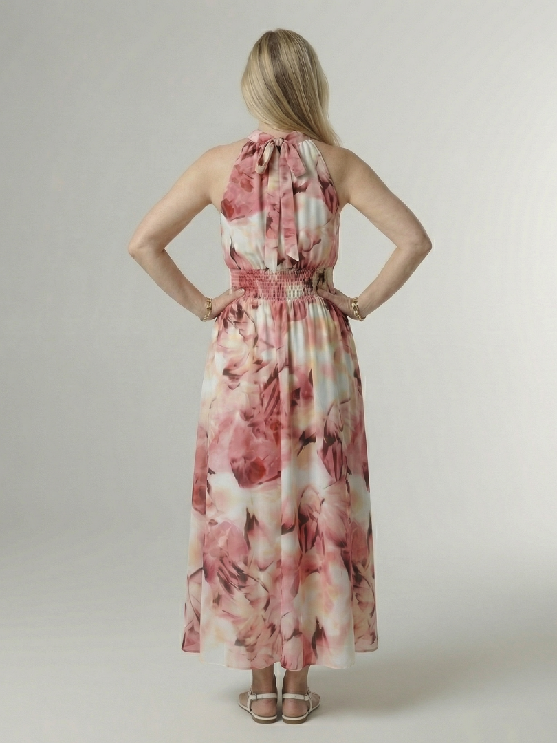 Sanja | Midi halter haljina sa nabranim strukom