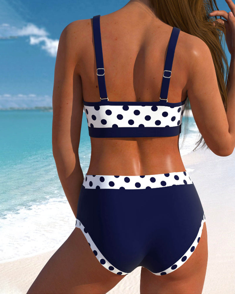 Liesbeth - Bikini sa visokim strukom i tačkicama sa pahuljastim dizajnom