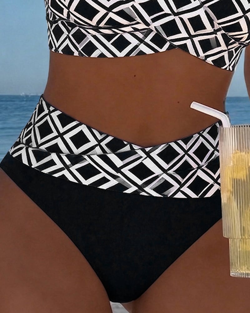 Divdažni Bikini sa Rezom Brusa i Dijamantskim Uzorkom