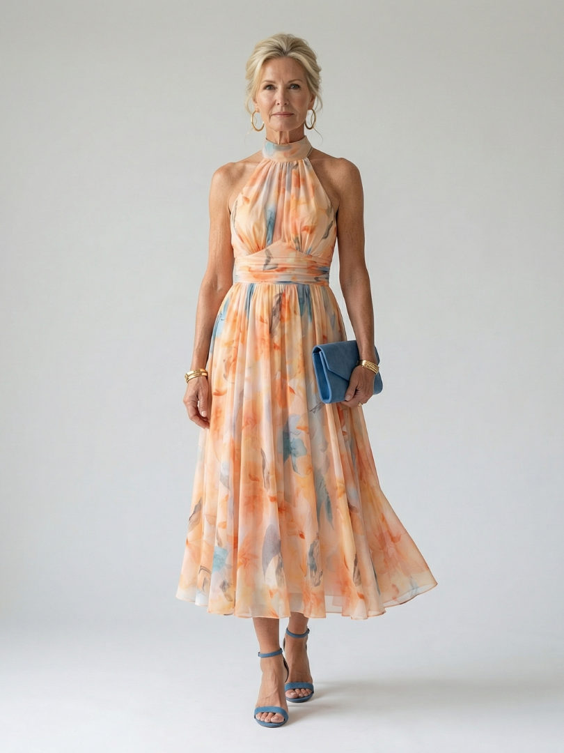 Ana| Mekana Halter Midi Haljina